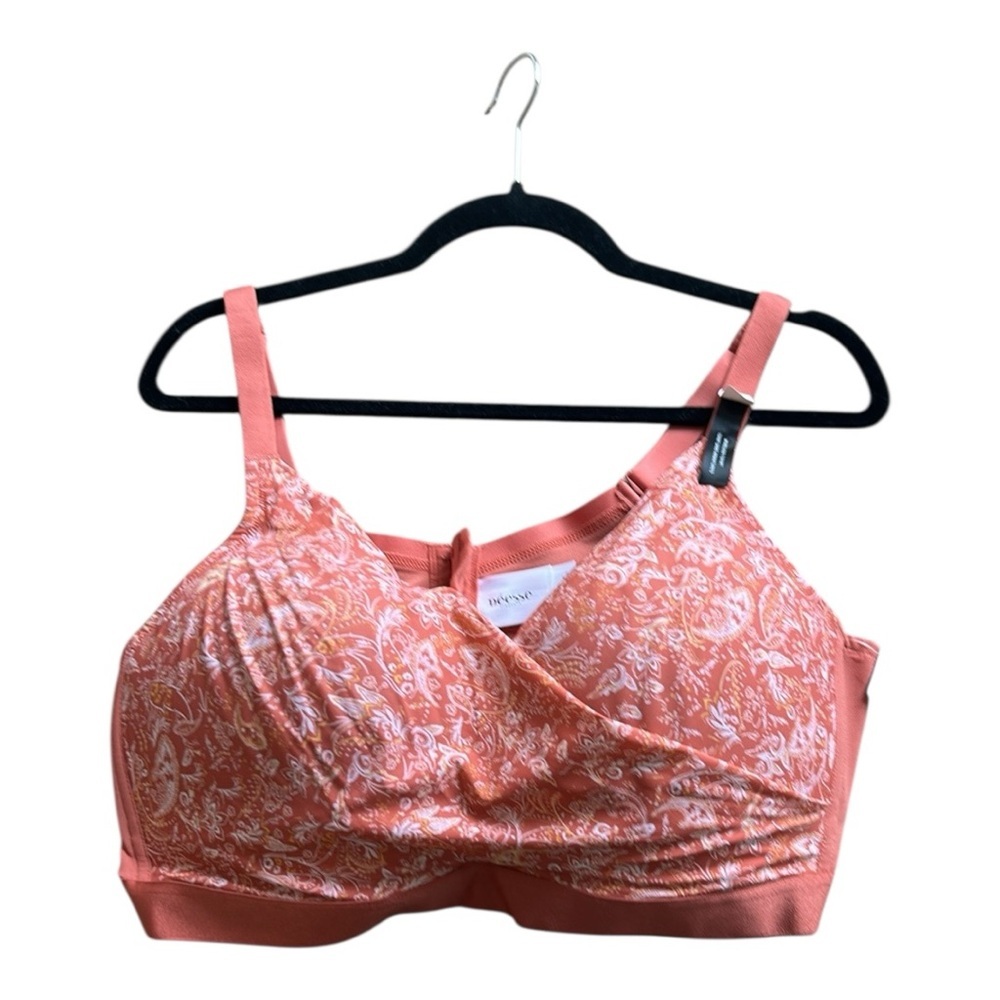 Addition Elle Deesee Lingerie Wireless T-Shirt Bra Size 44D Pink Coral